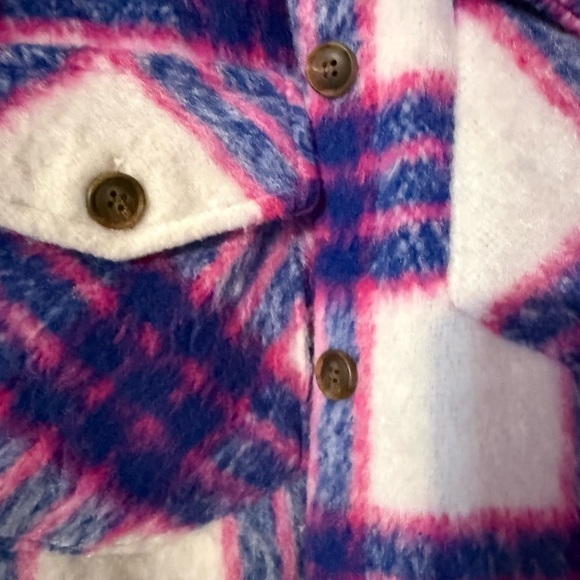 Nwt NWC Madden pea coat Vibrant Pink and Blue Plaid Coat - Picture 5 of 9